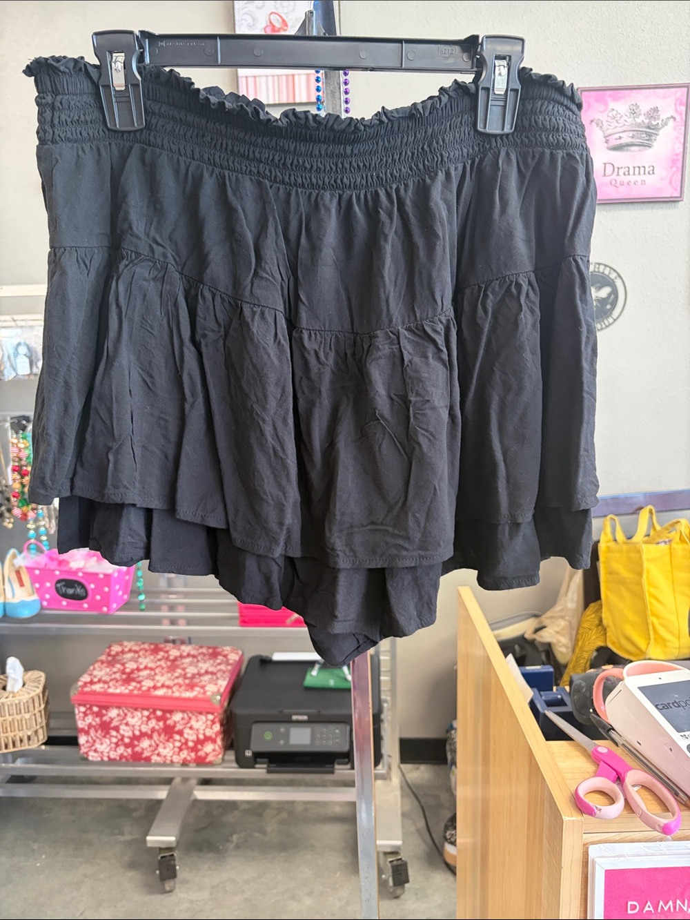wild fable Black Smocked Waist Tiered Mini Skirt